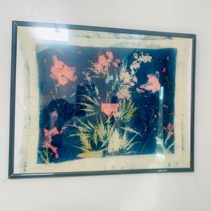 Cyanotype Fabric Wall Art Floral Piece Tapestry 16x20
